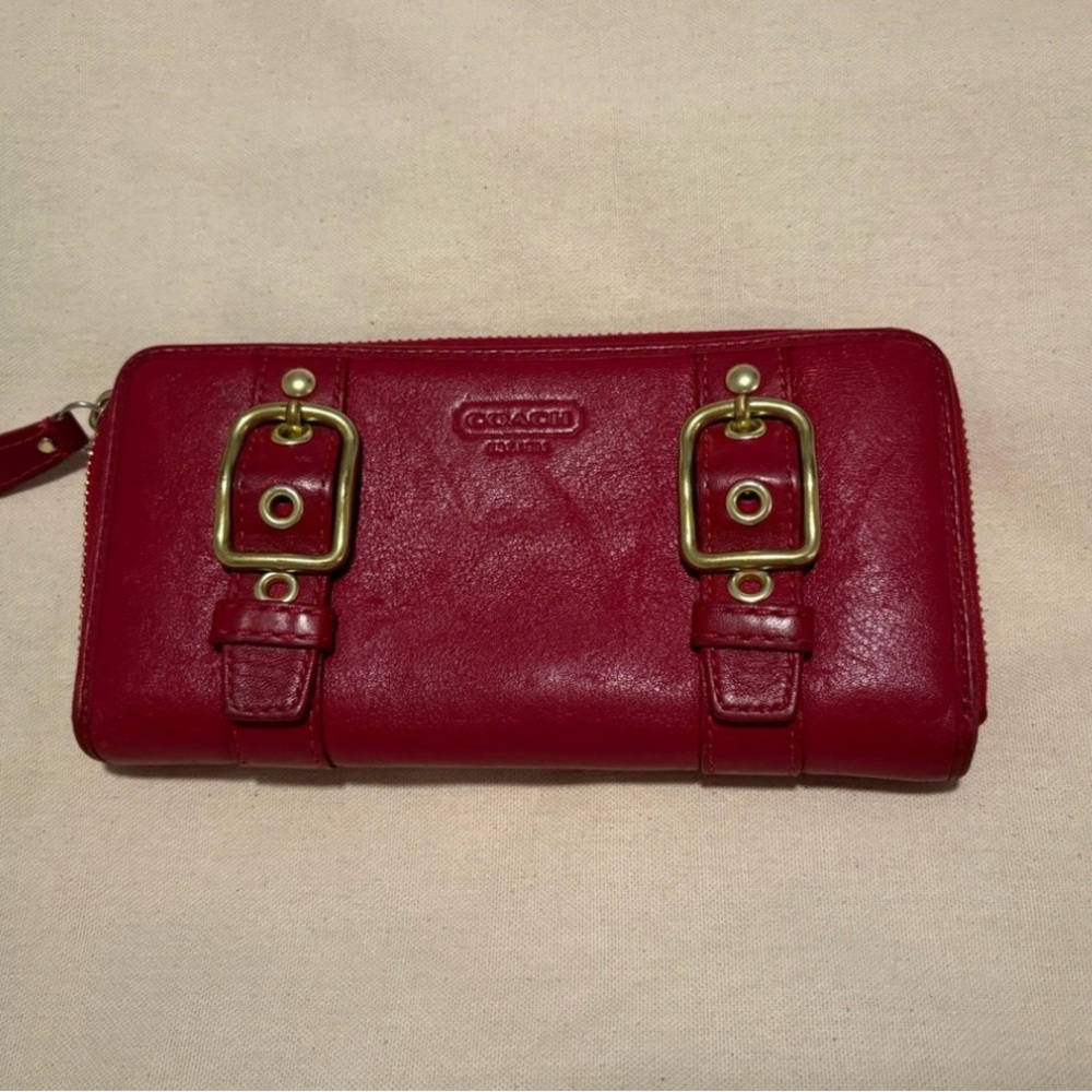Coach Zoe Y2K Wallet Red Leather
